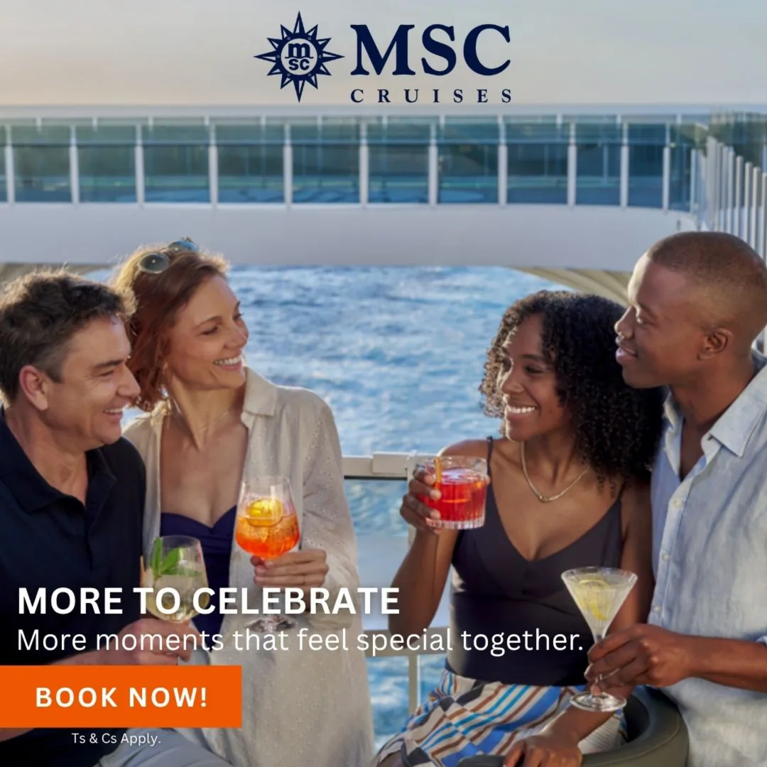 MSC Cruises flyer: friends celebrating on deck