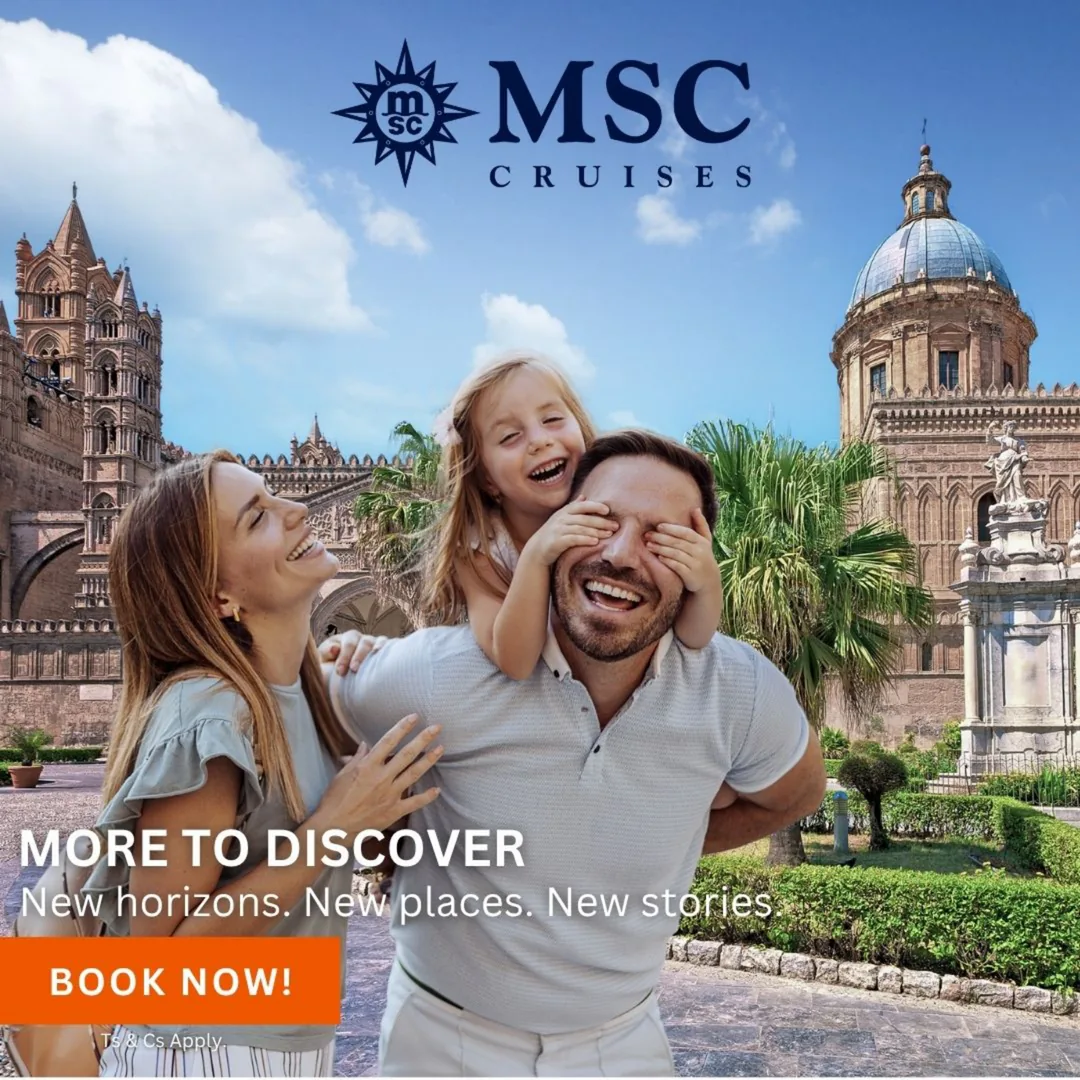 MSC Cruises flyer: family discovering a historic city