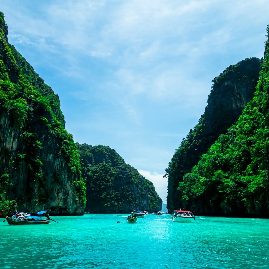 Phuket tropical beach resort villas and turquoise sea