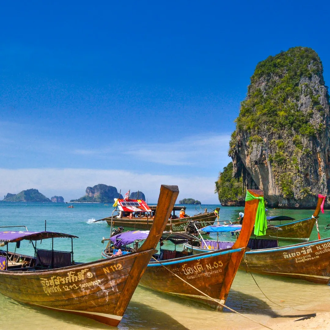 Aerial view of tropical beach resort coastline in Thailand