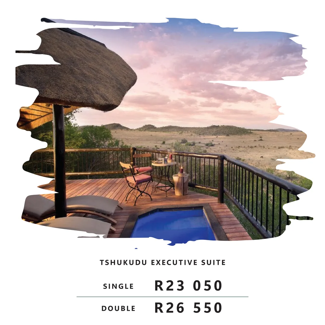 Tshukudu Executive Suite deck with plunge pool overlooking Pilanesberg