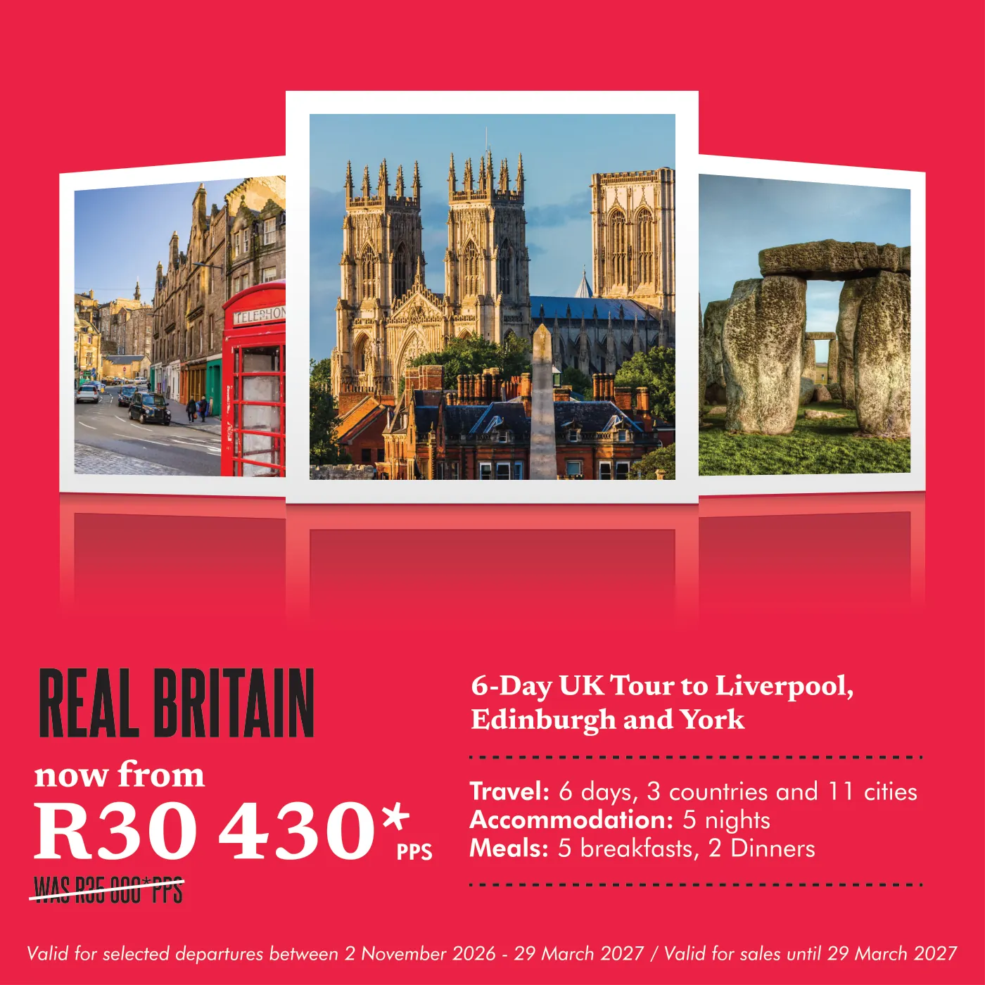 Real Britain Trafalgar tour, York Minster, a red telephone box and Stonehenge