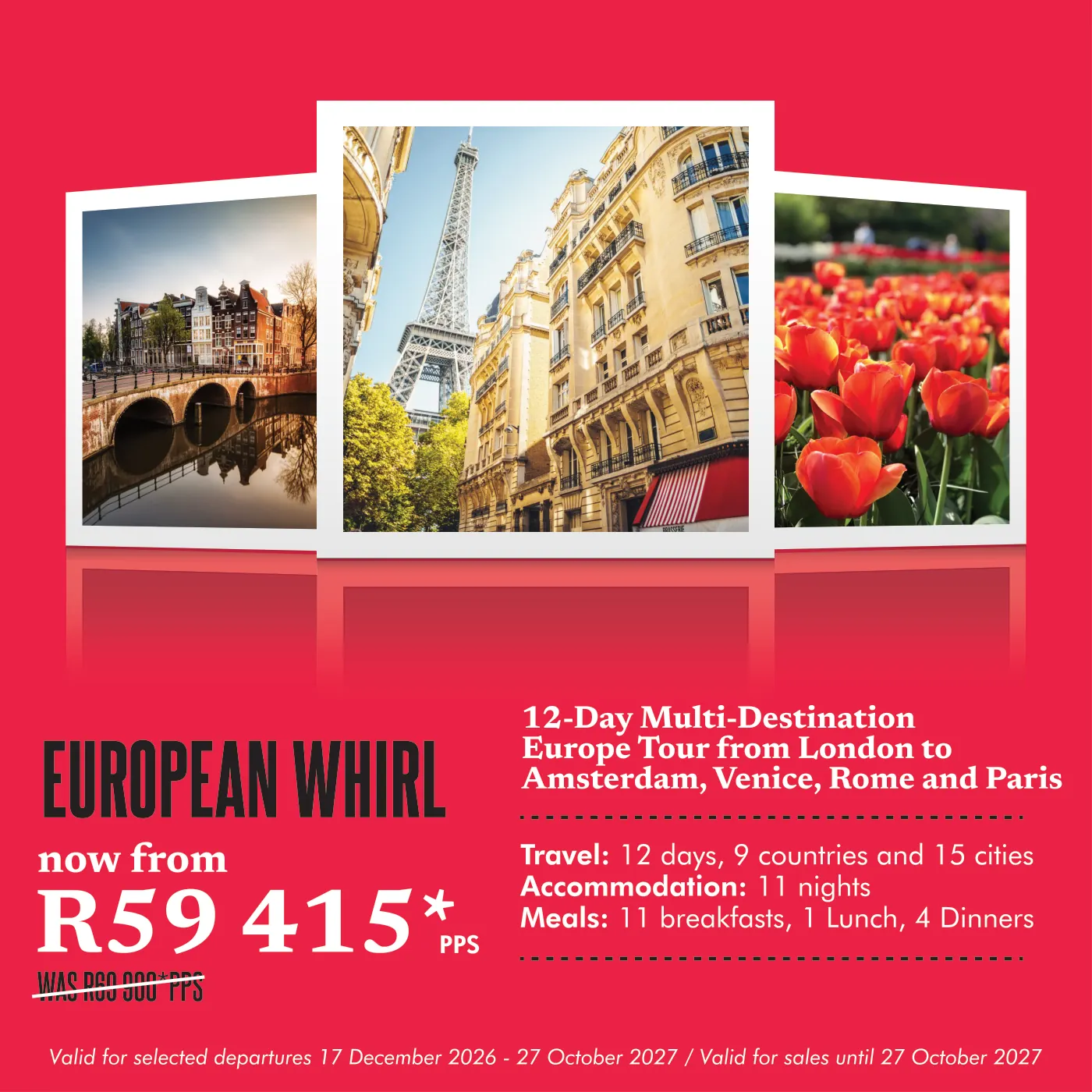 European Whirl Trafalgar tour from London to Amsterdam, Venice, Rome and Paris
